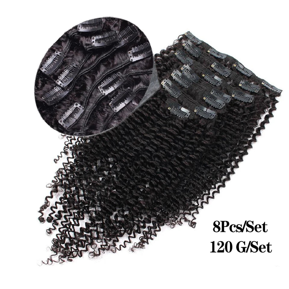 Maxine Clip Ins Hair Kinky Curly Clip In Hair Extensions Human Hair Full Head Afro Kinky Curly Clip Ins Bundles Natural Black