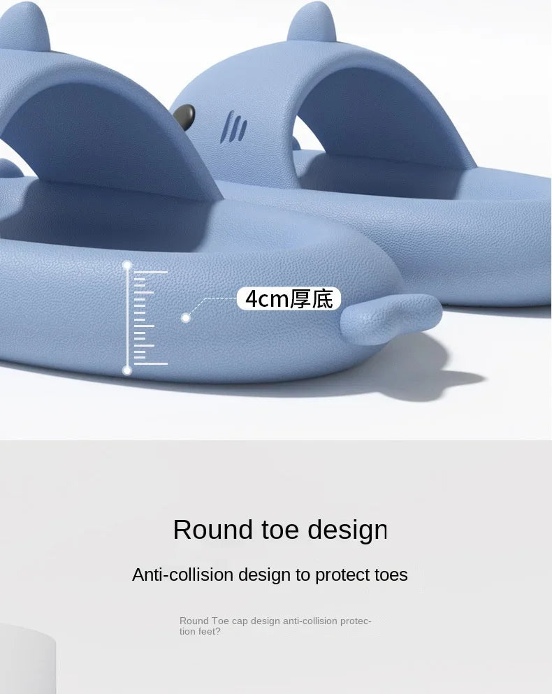 New summer cute shark slippers men's and women's same shower home non-slip flats casual outdoor children's slippers sandals