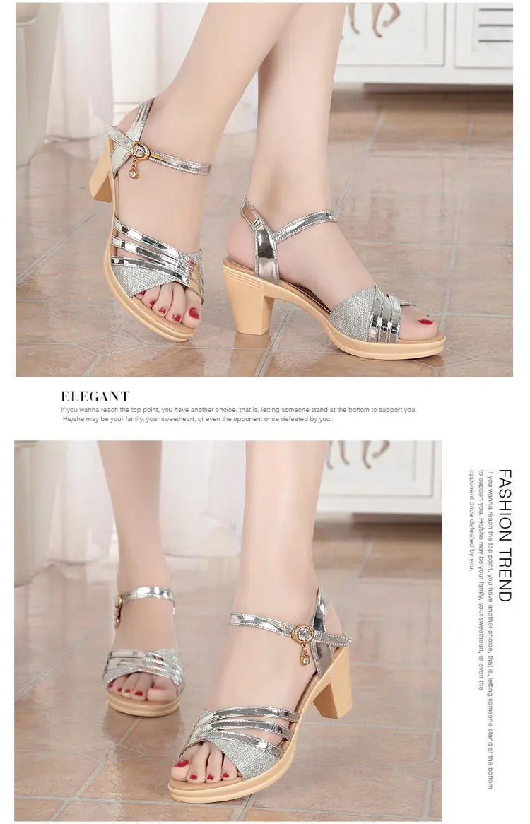 Shoes for Women 2024 Hot Sale Buckle Strap Women's Plus Size Sandals Fashion Peep Toe Dress Sandals Women New Heeled Sandals