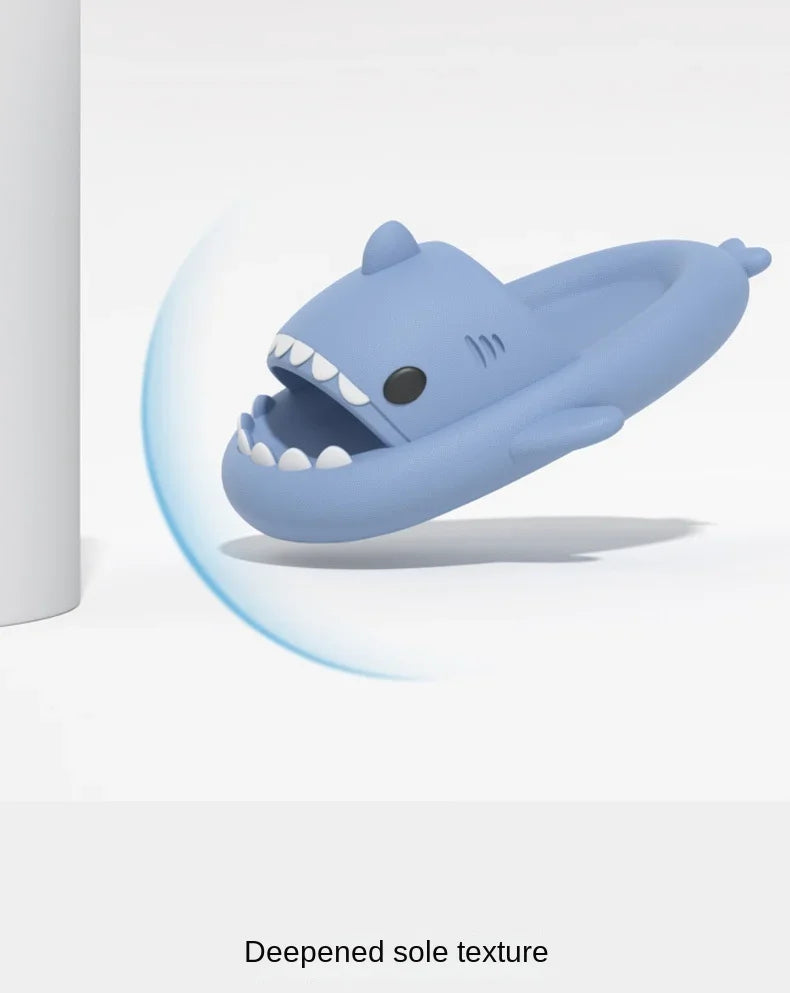 New summer cute shark slippers men's and women's same shower home non-slip flats casual outdoor children's slippers sandals