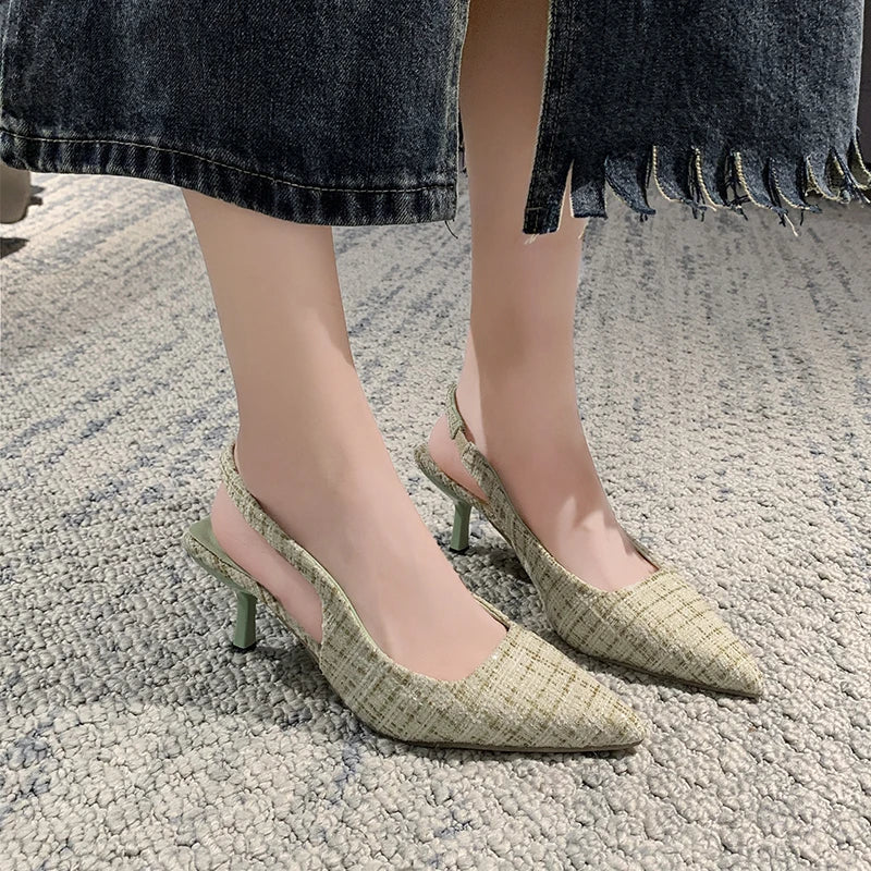 Fashion Women's Pointed High Heels Sandals Banquet Dress Wedding Party Pumps Designer Slingbacks Elegant Slingback Shoes Pumps