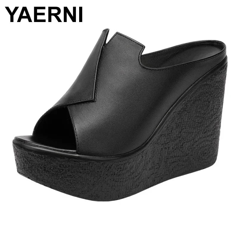 YAERNI High Heel 11cm Wedges Heel Fashion Sandals For Women's Summer New Platform Large Size Open Toe Ladies Shoes