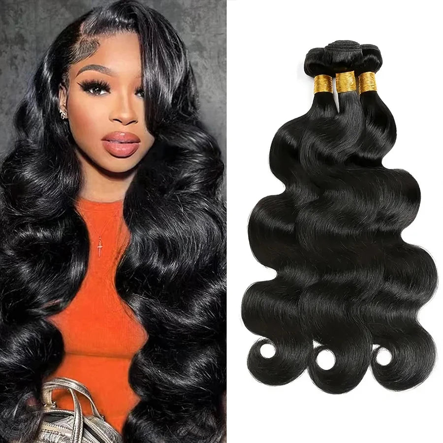 Body Wave Bundles Human Hair Brazilian Hair Weave Bundles 100% Natural Black Human Hair Extensions 3 PCS Bundles