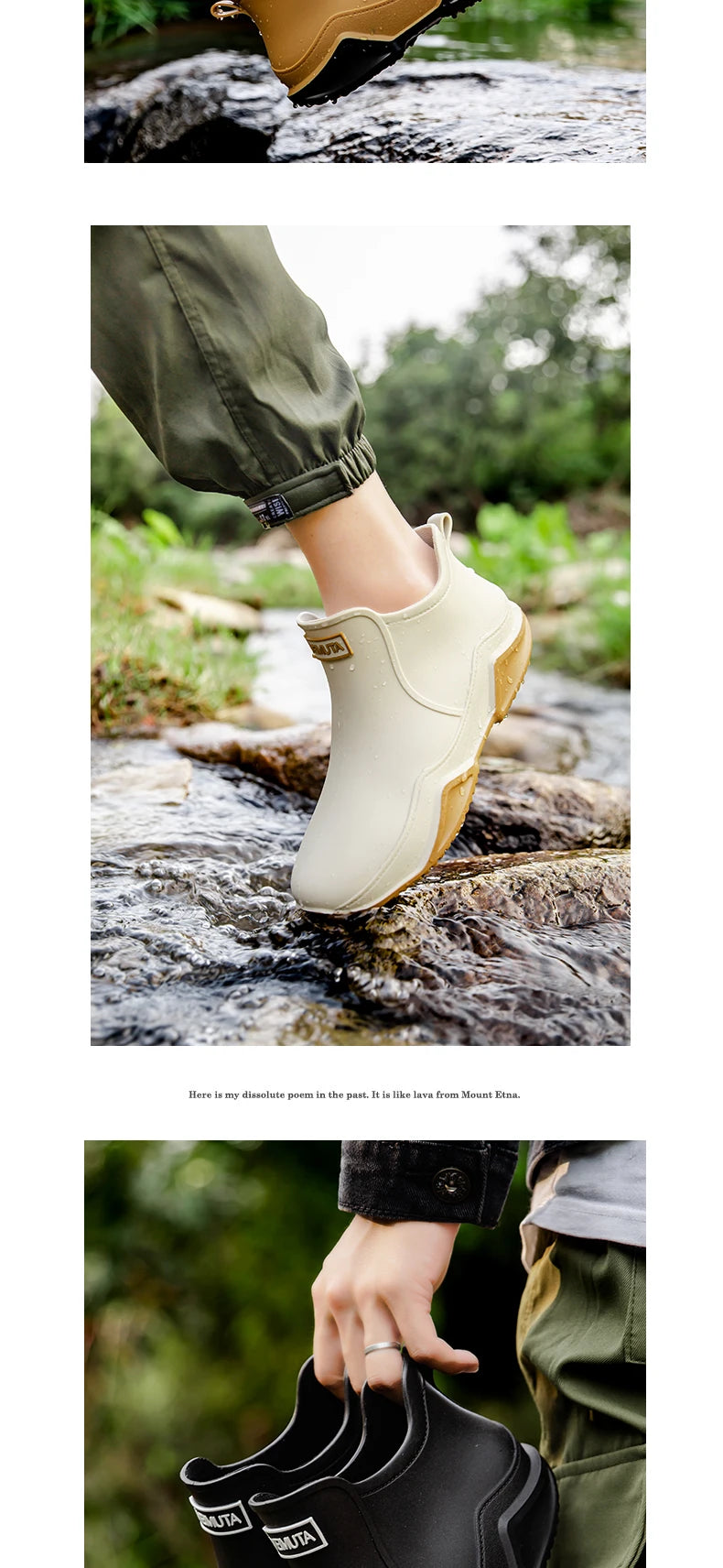 Fashion Couple's Outdoor Rain Boots New Men High Top Hiking Fishing Water Shoes Anti-slip Chef Work Ankle Boots Waterproof Shoes