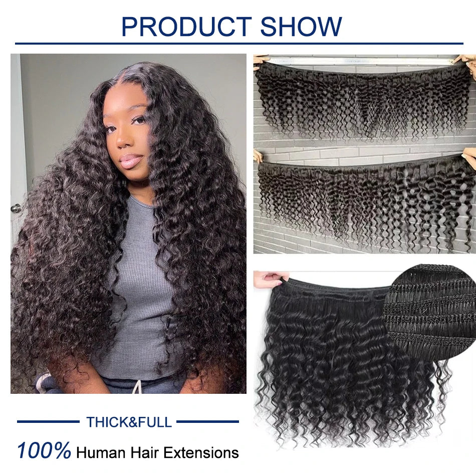 30 34Inch Burmese Curly Bundles Human Hair Extensions Sew In 100% Original Loose Deep Wave Bundles Double Weft Raw Hair Weaving