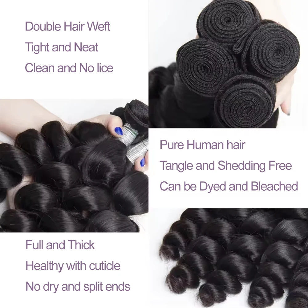 Body Wave Bundles Human Hair Brazilian Hair Weave Bundles 1/3/4 PCS 100% Human Hair Extensions Natural Black Colored For Women