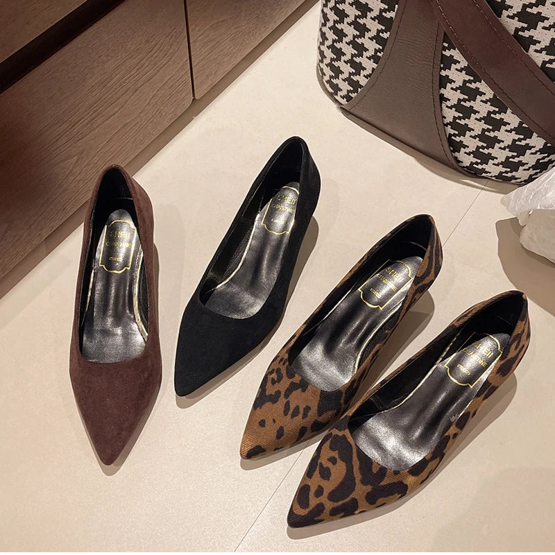 Leopard Print Women High Heel Shoes Fashion Pointed Toe Shallow Shoes Party Dress Ladies Pumps Shoes