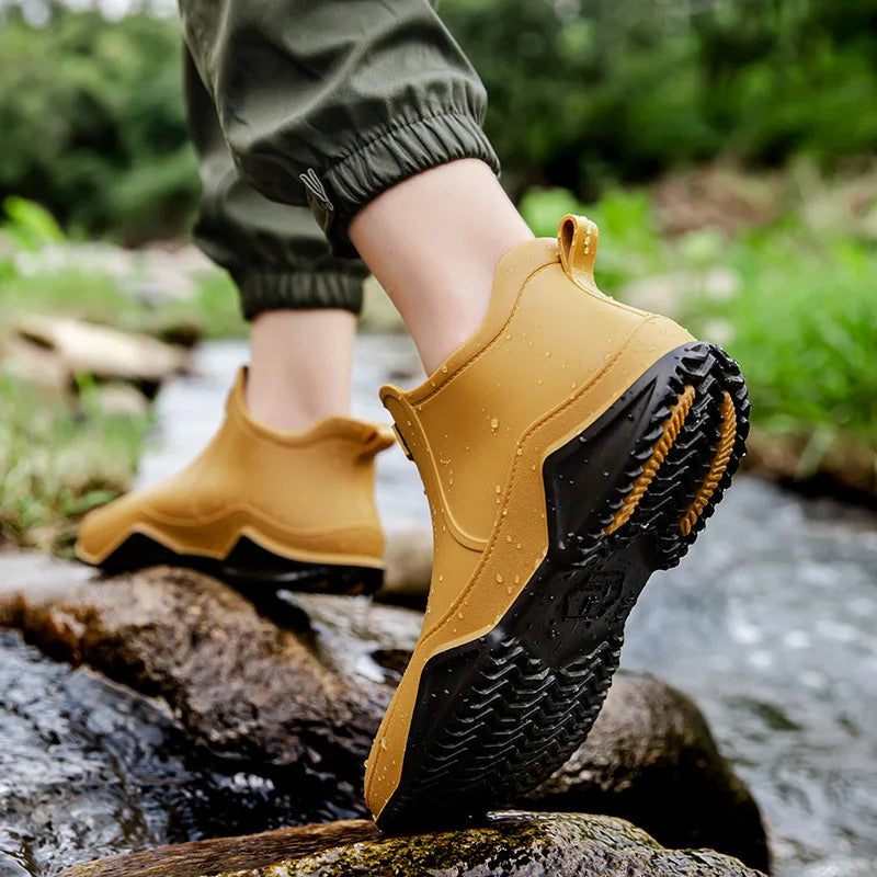 Fashion Couple's Outdoor Rain Boots New Men High Top Hiking Fishing Water Shoes Anti-slip Chef Work Ankle Boots Waterproof Shoes