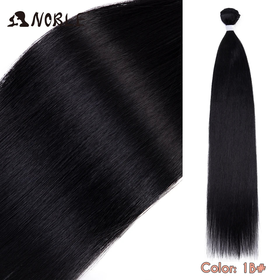 Straight Hair Extensions Bundles With Frontal Closure Synthetic Hair Bundles Salon Natural Hair Yaki Straight High Temperature