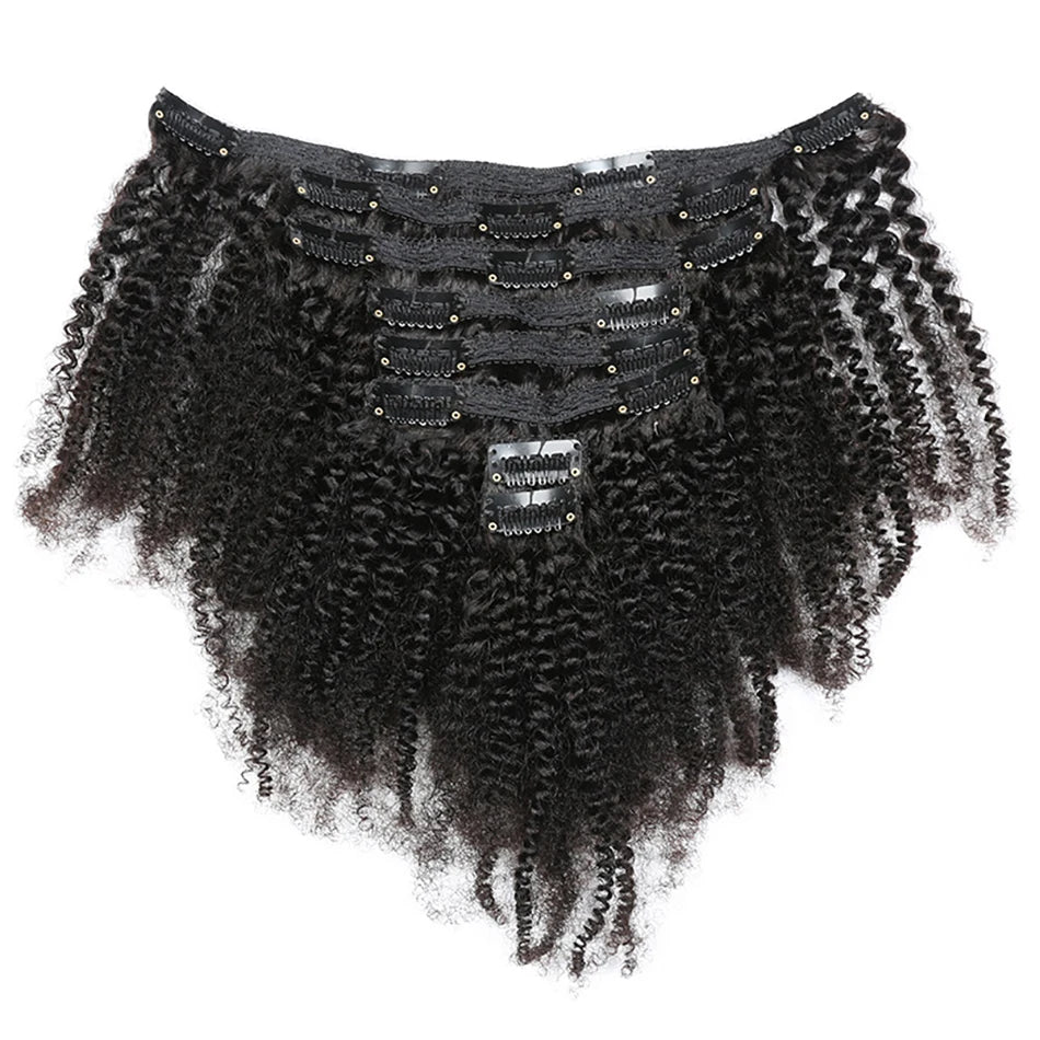Maxine Clip Ins Hair Kinky Curly Clip In Hair Extensions Human Hair Full Head Afro Kinky Curly Clip Ins Bundles Natural Black