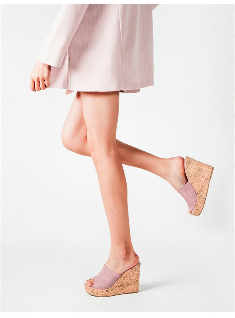Comemore 2022 New Summer Woman Casual Platform Wedges Heels Slippers Fashion Open Toe Roman Women's Sandals Shoes Slides Mules