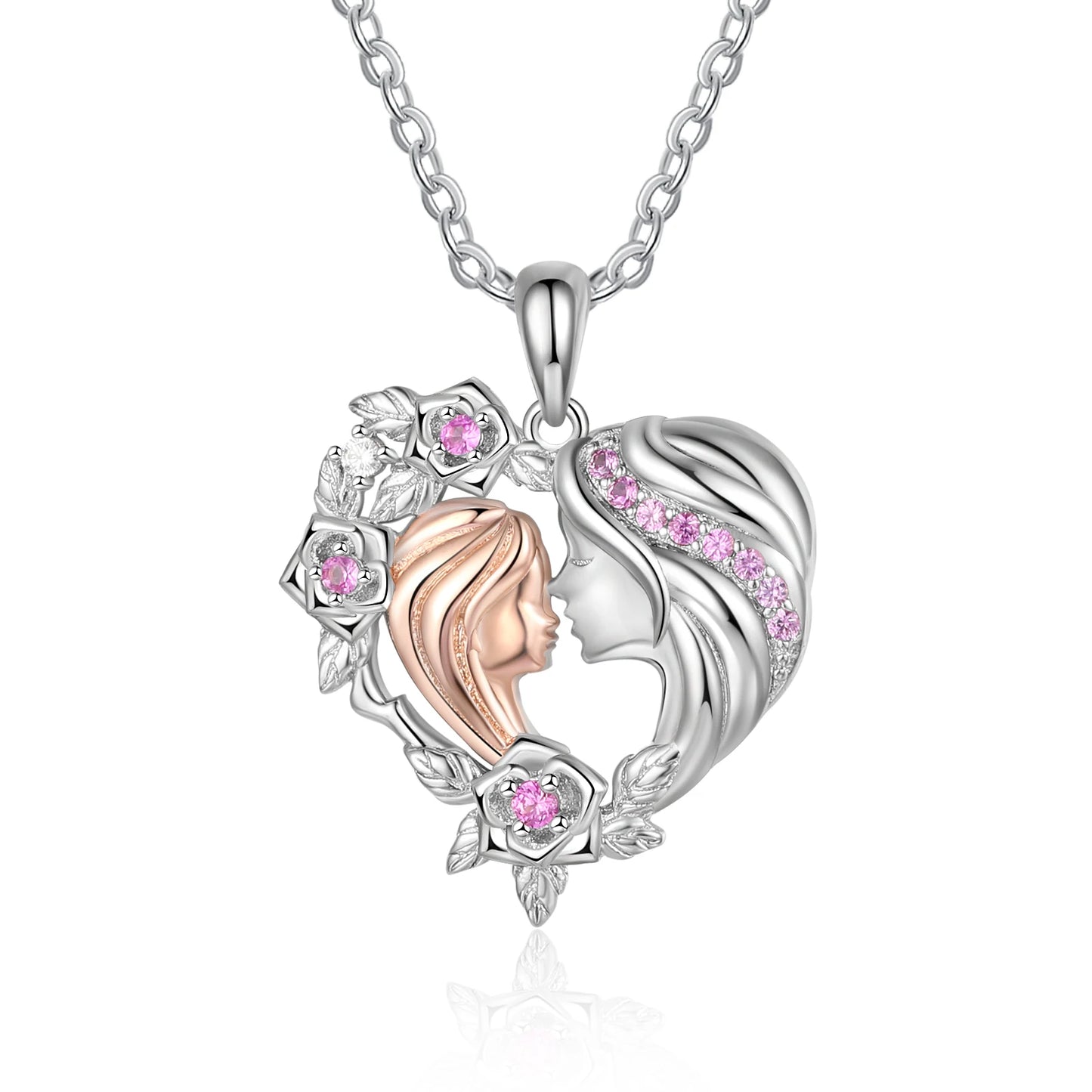 Personalized Mother and Daughter Pendant Necklace Heart Jewelry Custom Name Mothers Day Gift for Women Mom Wife Grandma Nana