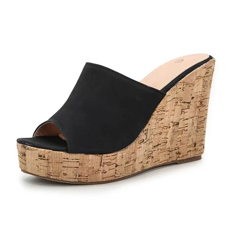 Comemore 2022 New Summer Woman Casual Platform Wedges Heels Slippers Fashion Open Toe Roman Women's Sandals Shoes Slides Mules