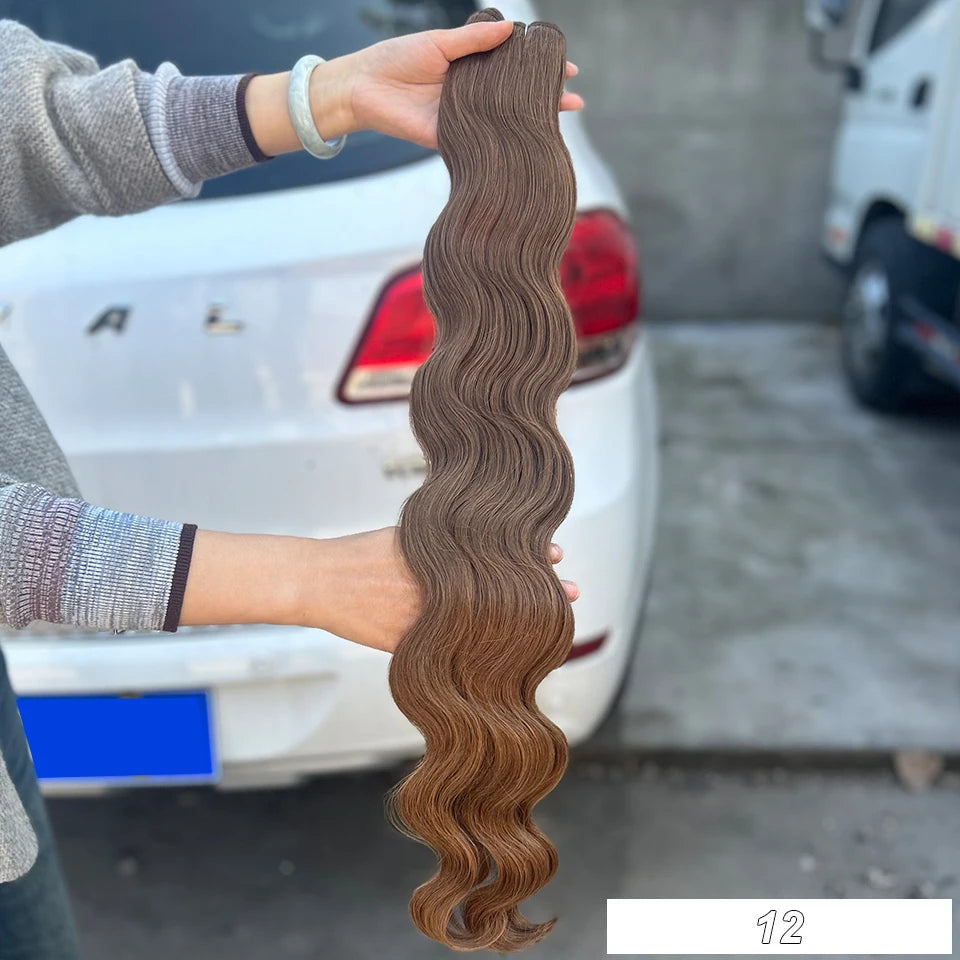 Magicae Synthetic Hair Extensions Body Wave Hair Bundles 26“ 150g Omber Blonde Weave High Temperature Fiber Body Ponytail Hair