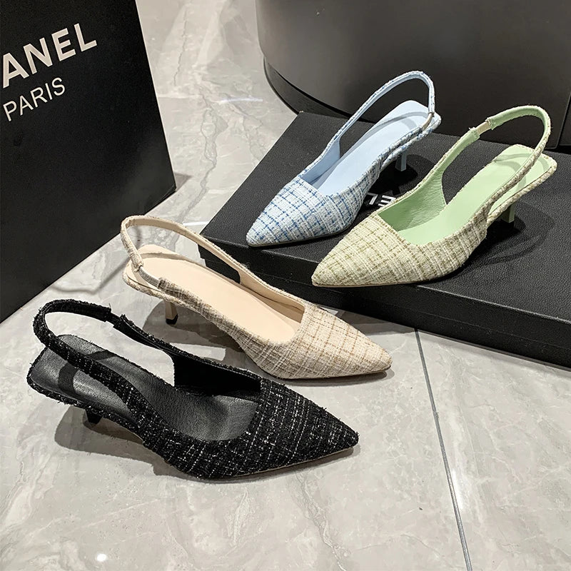 Fashion Women's Pointed High Heels Sandals Banquet Dress Wedding Party Pumps Designer Slingbacks Elegant Slingback Shoes Pumps