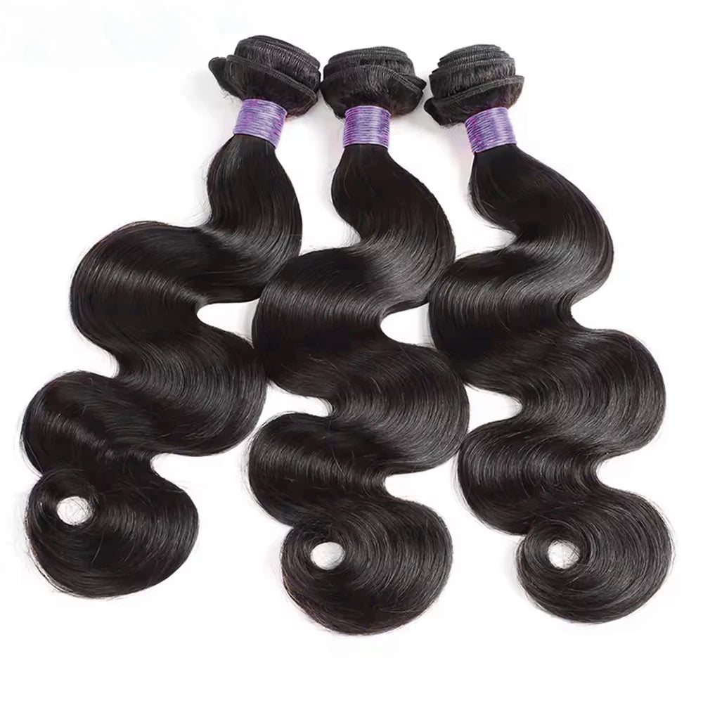 Body Wave Bundles Human Hair Brazilian Hair Weave Bundles 1/3/4 PCS 100% Human Hair Extensions Natural Black Colored For Women