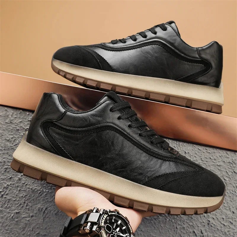 Trendy Men Shoes All Seasons Leather Casual Sneakers Korean Style Fashion Running Shoes Non-slip Wear-resistant Mens Sports Shoe