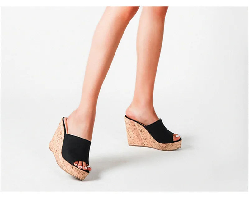 Comemore 2022 New Summer Woman Casual Platform Wedges Heels Slippers Fashion Open Toe Roman Women's Sandals Shoes Slides Mules