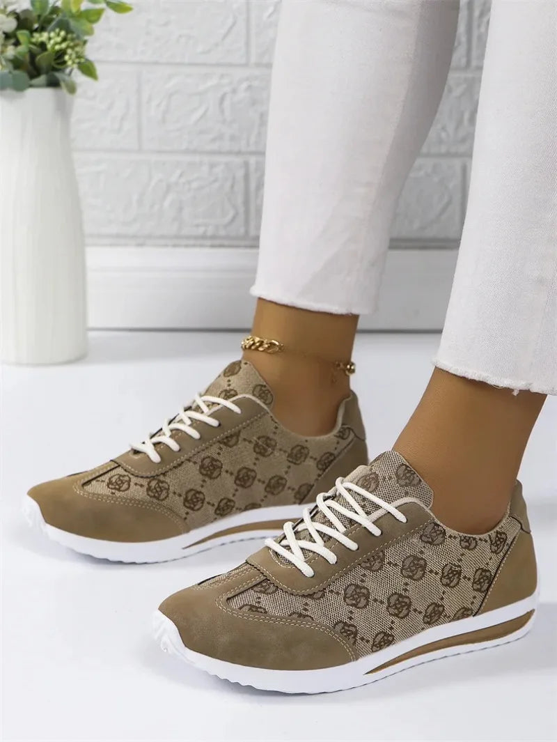 Retro Flower Embroider Brand Design Sneakers Women 2025 Autumn Trend Platform Sneakers Woman Lightweight Flat Heels Casual Shoes