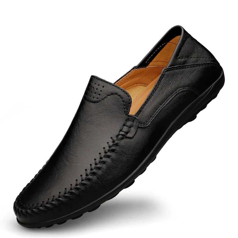 CLOHOO Men's Stitching None Slip Genuine Leather Shoes Handmade Loafer Business Wedding Plus Size Formal Casual Shoes for Men