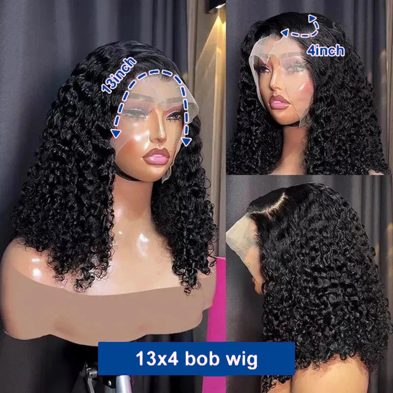Brazilian Short Bob Jerry Curly Human Hair Wigs 13x4 Lace Front Human Hair Wigs Deep Wave Short Bob Wigs Pixie Cut Wig For Women