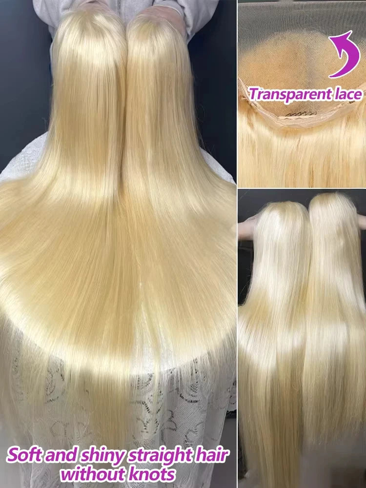 300 Density 36 40 Inch Straight 613 Blonde 13x6 Hd Lace Front Human Hair Wigs 13x4 Transparent Lace Frontal Brazilian Remy Wig