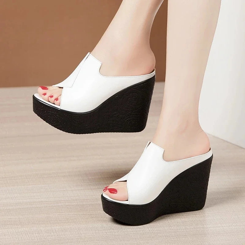 YAERNI High Heel 11cm Wedges Heel Fashion Sandals For Women's Summer New Platform Large Size Open Toe Ladies Shoes