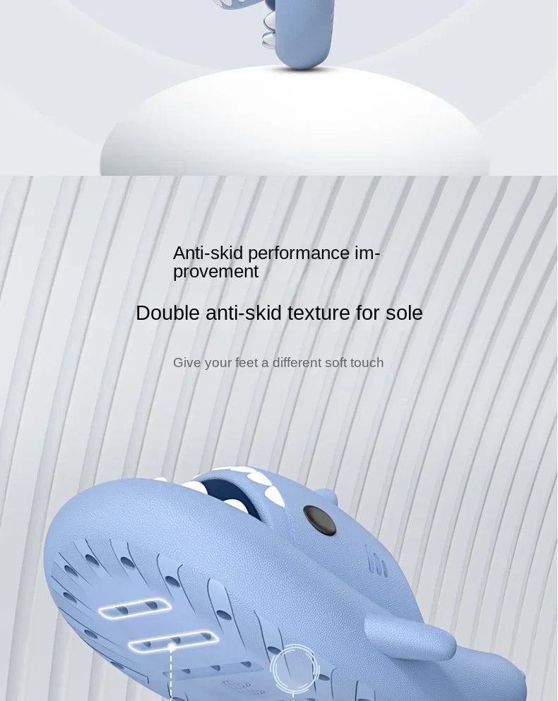 New summer cute shark slippers men's and women's same shower home non-slip flats casual outdoor children's slippers sandals