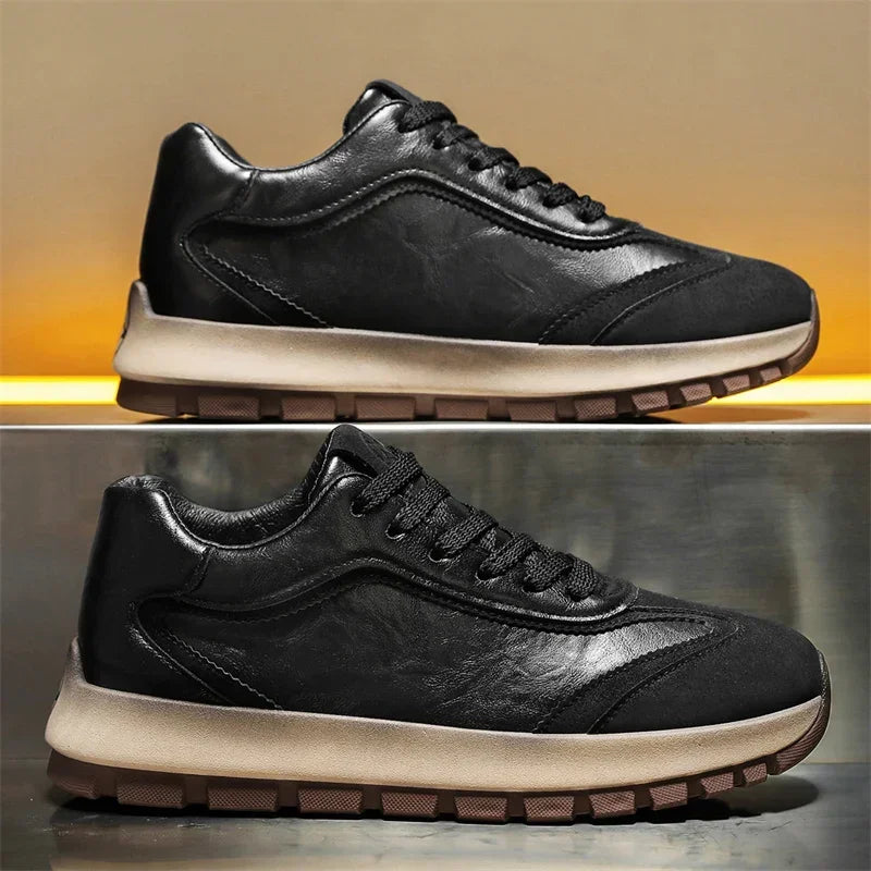 Trendy Men Shoes All Seasons Leather Casual Sneakers Korean Style Fashion Running Shoes Non-slip Wear-resistant Mens Sports Shoe