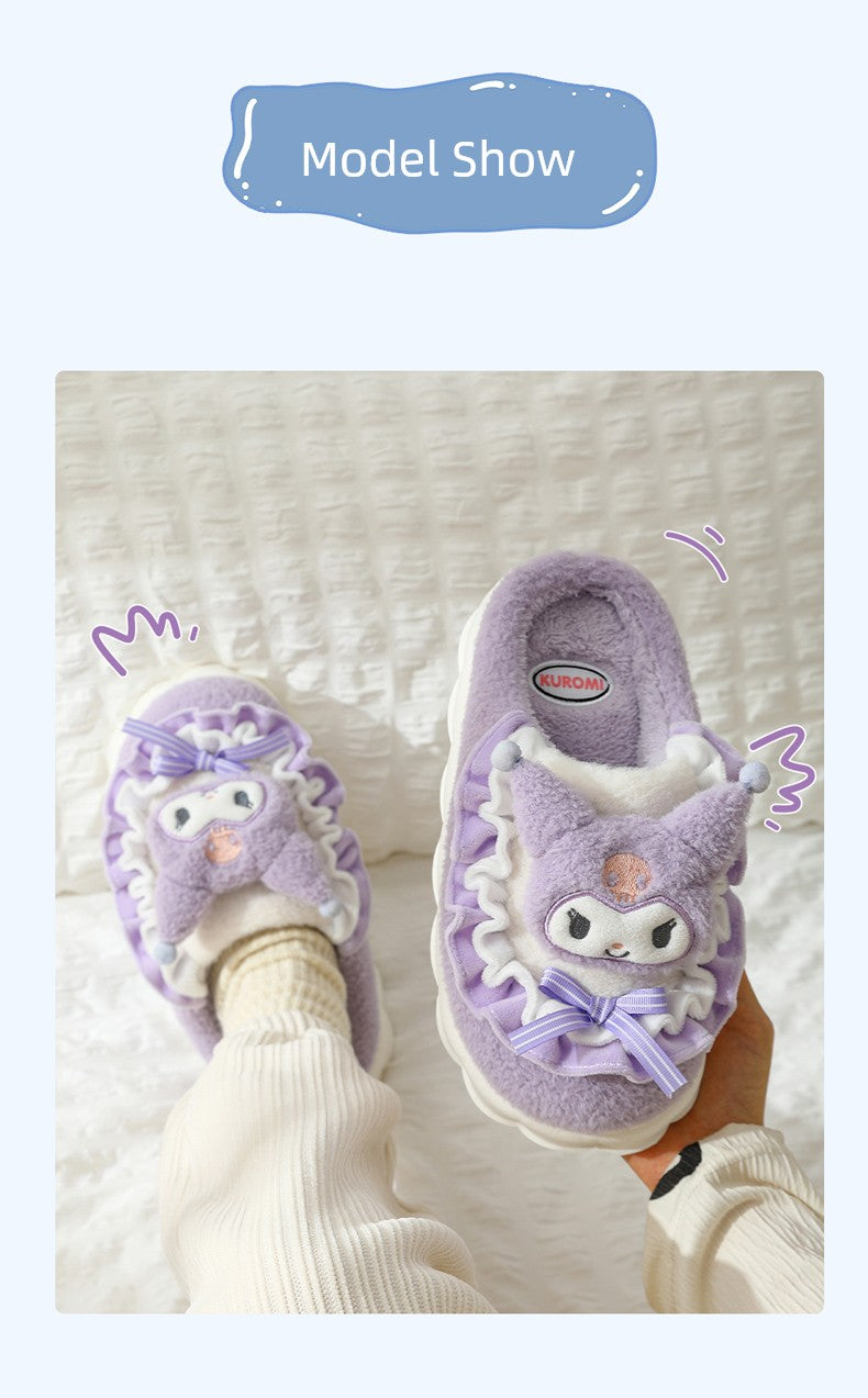 Thick Sole Clow M Bag Heel Cute Fleece-Lined Cotton Slippers