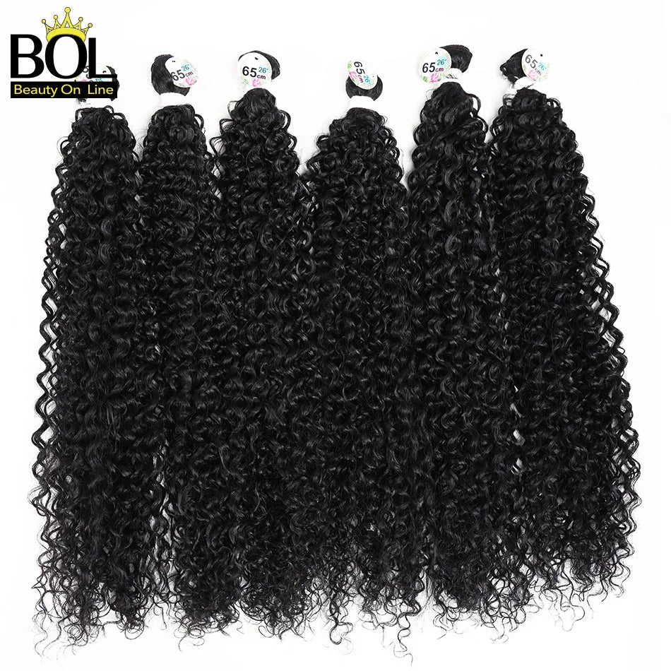 BOL Synthetic Kinky Curly Hair Extensions Long Jerry Curly Bundles Ombre Blonde Fake Crochet Hair For Women Heat Resistant Wave