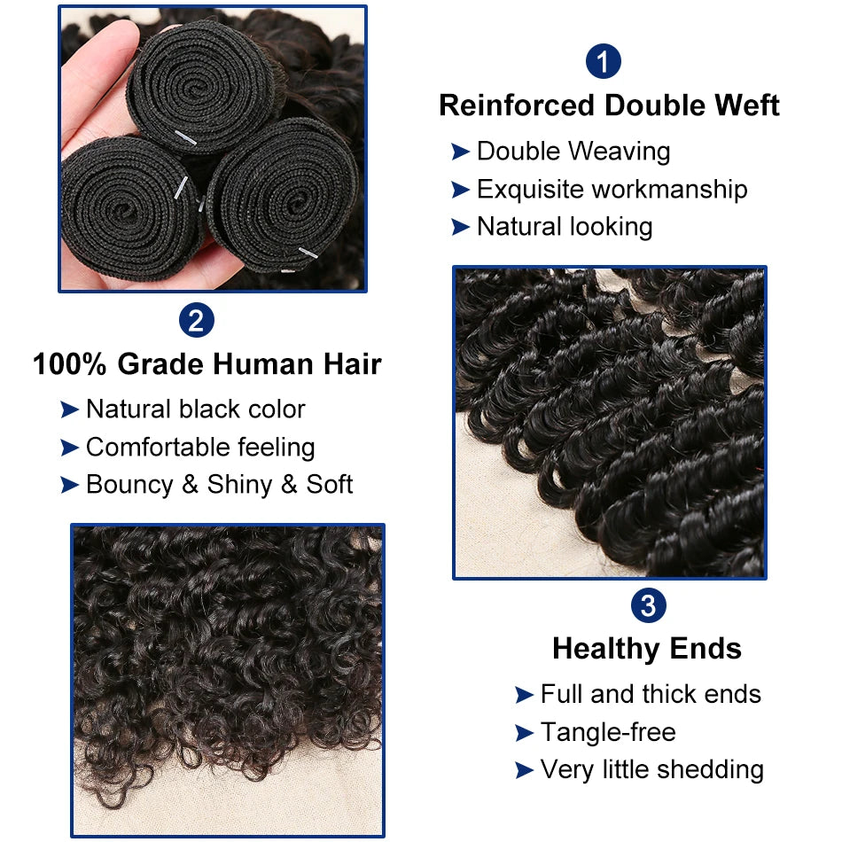 30 34Inch Burmese Curly Bundles Human Hair Extensions Sew In 100% Original Loose Deep Wave Bundles Double Weft Raw Hair Weaving