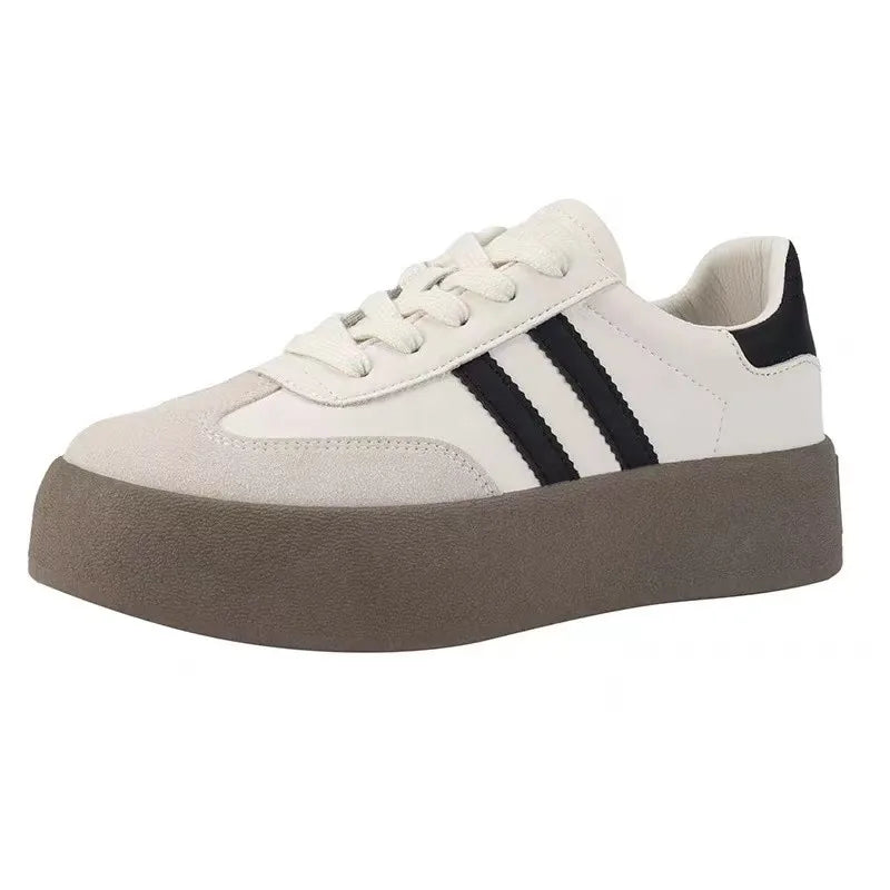 Sports shoes thick sole casual board shoes women 2024 new cowhide everything soft sole inside increase de training shoes