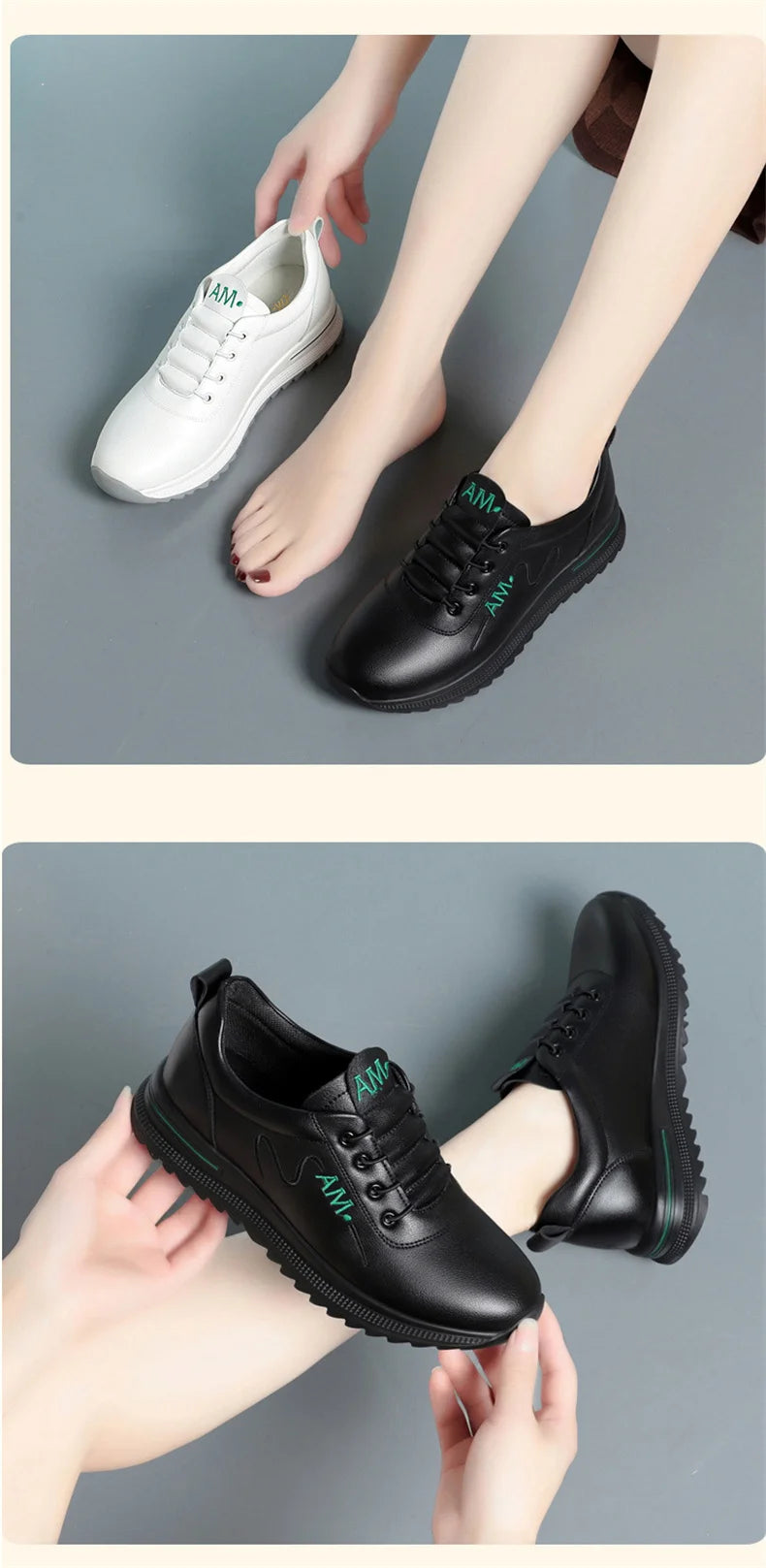 Little White Shoes Women's 2024 New Sports Casual Soft Single Shoes Spring Autumn Designer Sneakers Middle-aged And Elderly