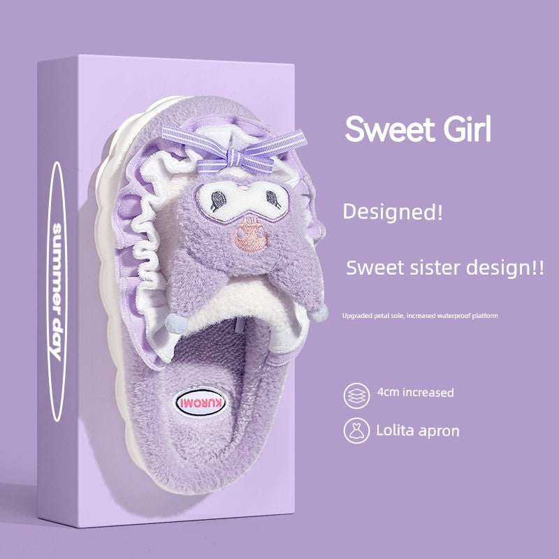 Thick Sole Clow M Bag Heel Cute Fleece-Lined Cotton Slippers