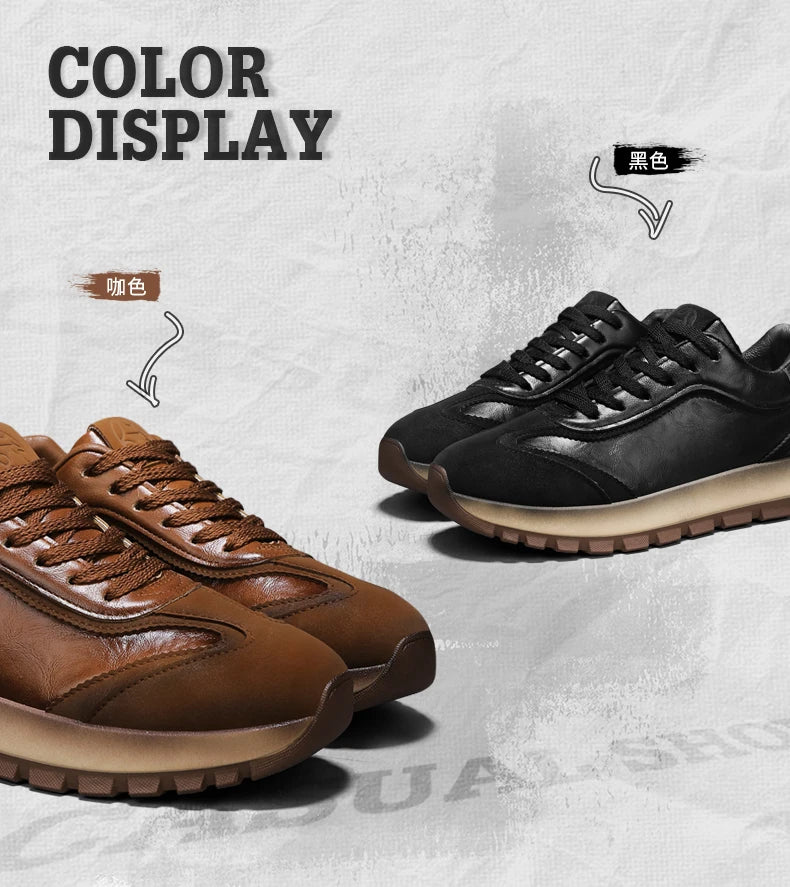 Trendy Men Shoes All Seasons Leather Casual Sneakers Korean Style Fashion Running Shoes Non-slip Wear-resistant Mens Sports Shoe