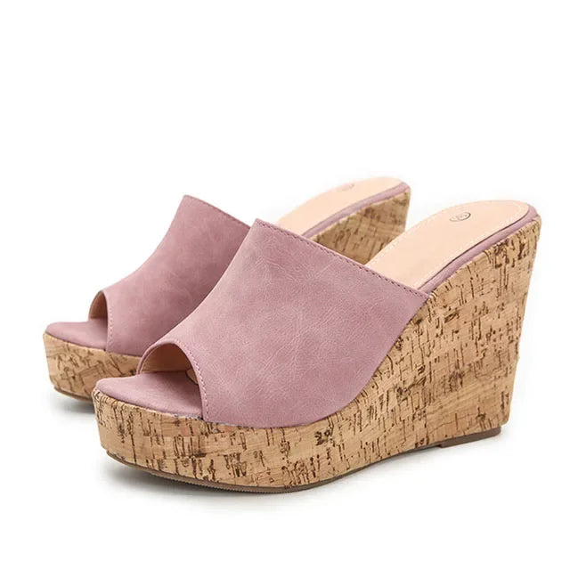 Comemore 2022 New Summer Woman Casual Platform Wedges Heels Slippers Fashion Open Toe Roman Women's Sandals Shoes Slides Mules