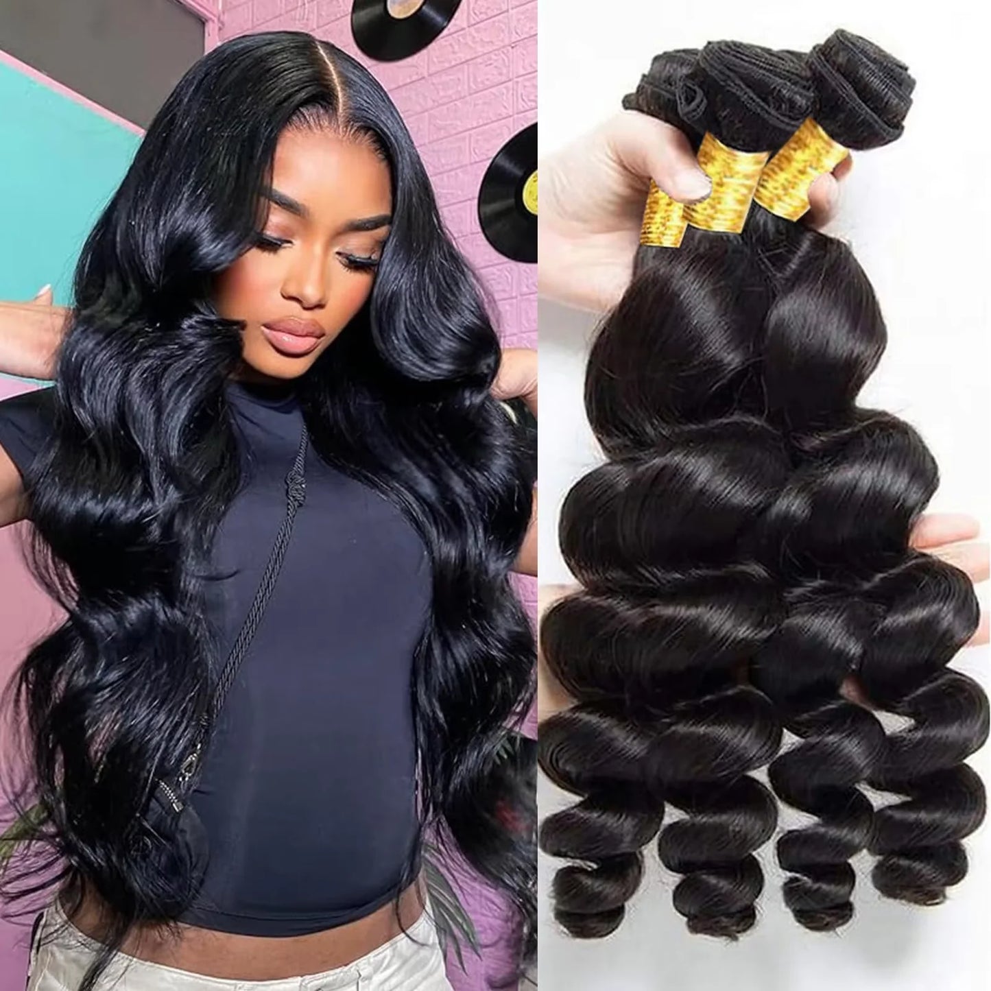 32 Inch Loose Wave Human Hair Bundles Raw Virgin Burmese Hair Weaves 1B Color Wavy Human Hair Extensions Sew Wigs Free Shipping