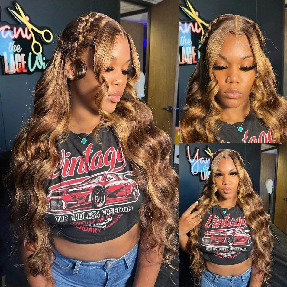 Body Wave 13x6 Hd Lace Front Wig Colored Transparent Highlight Human Hair Wigs For Women Brazilian 4/27 Blonde Pre Plucked Wigs
