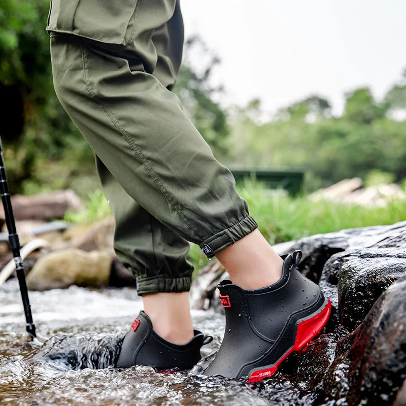 Fashion Couple's Outdoor Rain Boots New Men High Top Hiking Fishing Water Shoes Anti-slip Chef Work Ankle Boots Waterproof Shoes