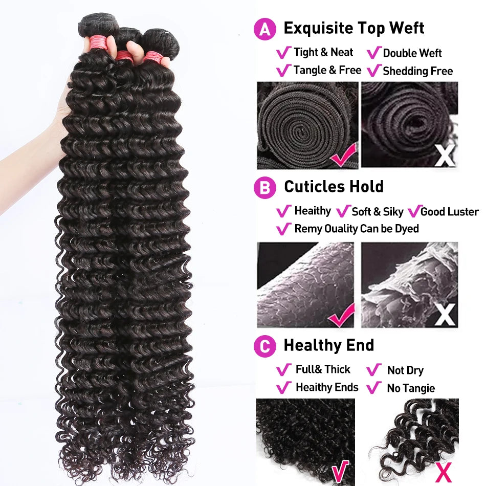 30 34Inch Burmese Curly Bundles Human Hair Extensions Sew In 100% Original Loose Deep Wave Bundles Double Weft Raw Hair Weaving