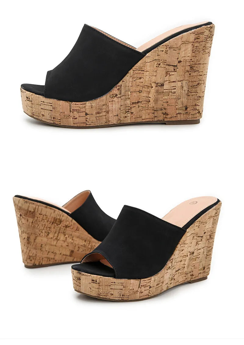 Comemore 2022 New Summer Woman Casual Platform Wedges Heels Slippers Fashion Open Toe Roman Women's Sandals Shoes Slides Mules