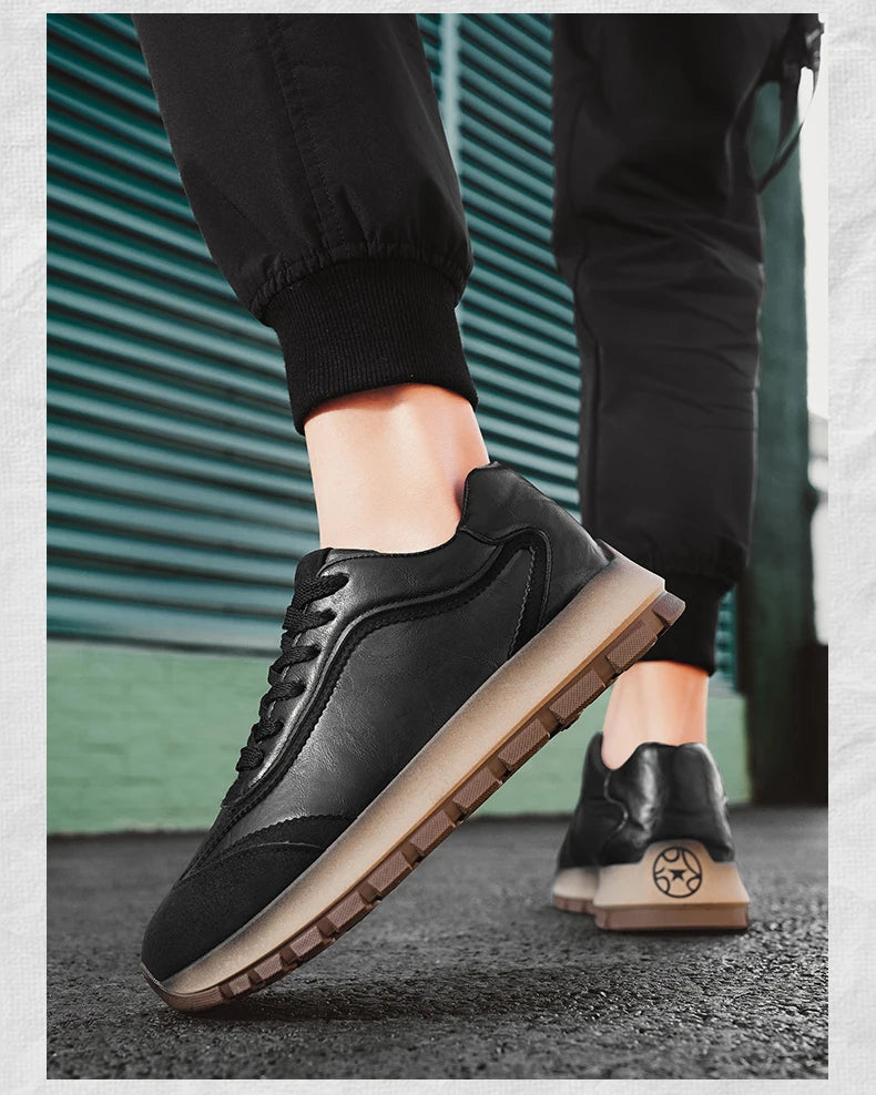 Trendy Men Shoes All Seasons Leather Casual Sneakers Korean Style Fashion Running Shoes Non-slip Wear-resistant Mens Sports Shoe