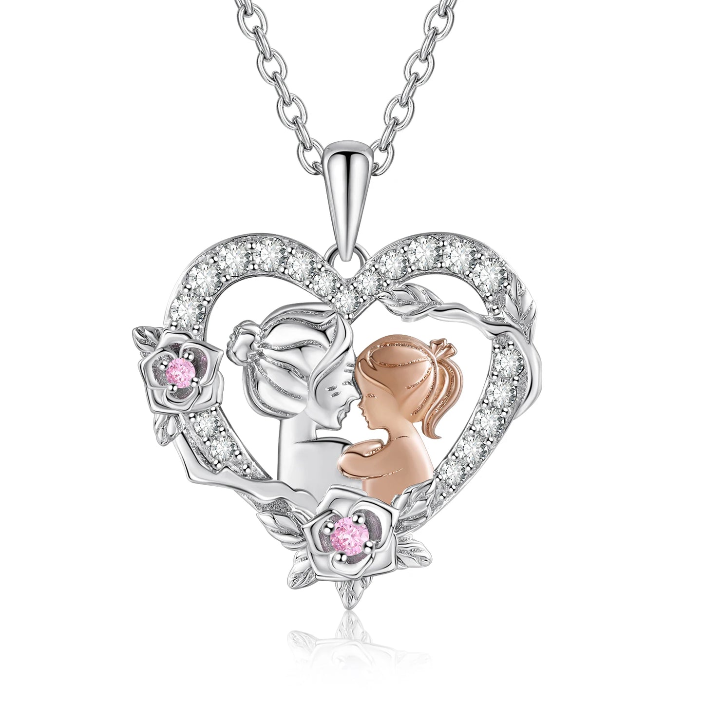 Personalized Mother and Daughter Pendant Necklace Heart Jewelry Custom Name Mothers Day Gift for Women Mom Wife Grandma Nana