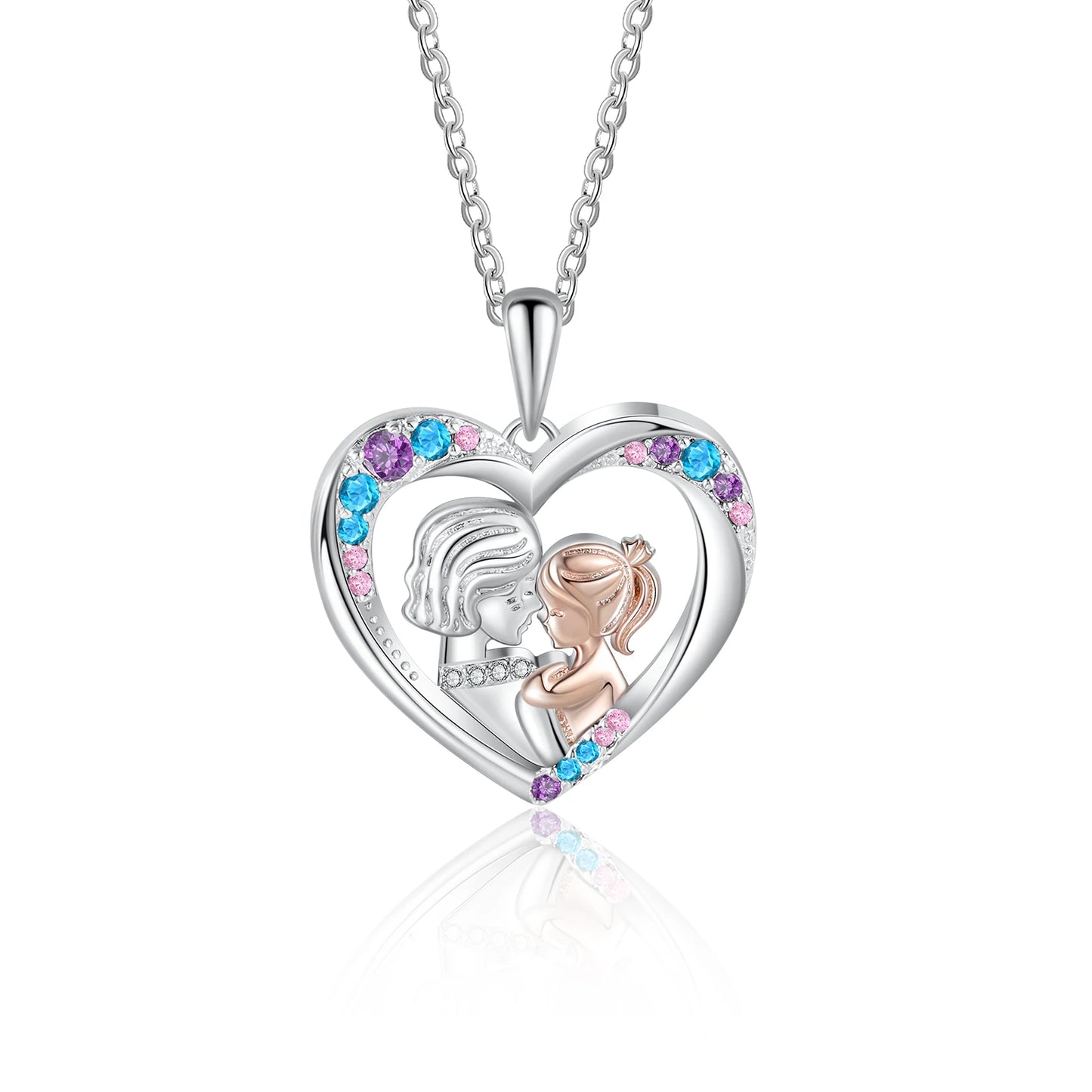 Personalized Mother and Daughter Pendant Necklace Heart Jewelry Custom Name Mothers Day Gift for Women Mom Wife Grandma Nana