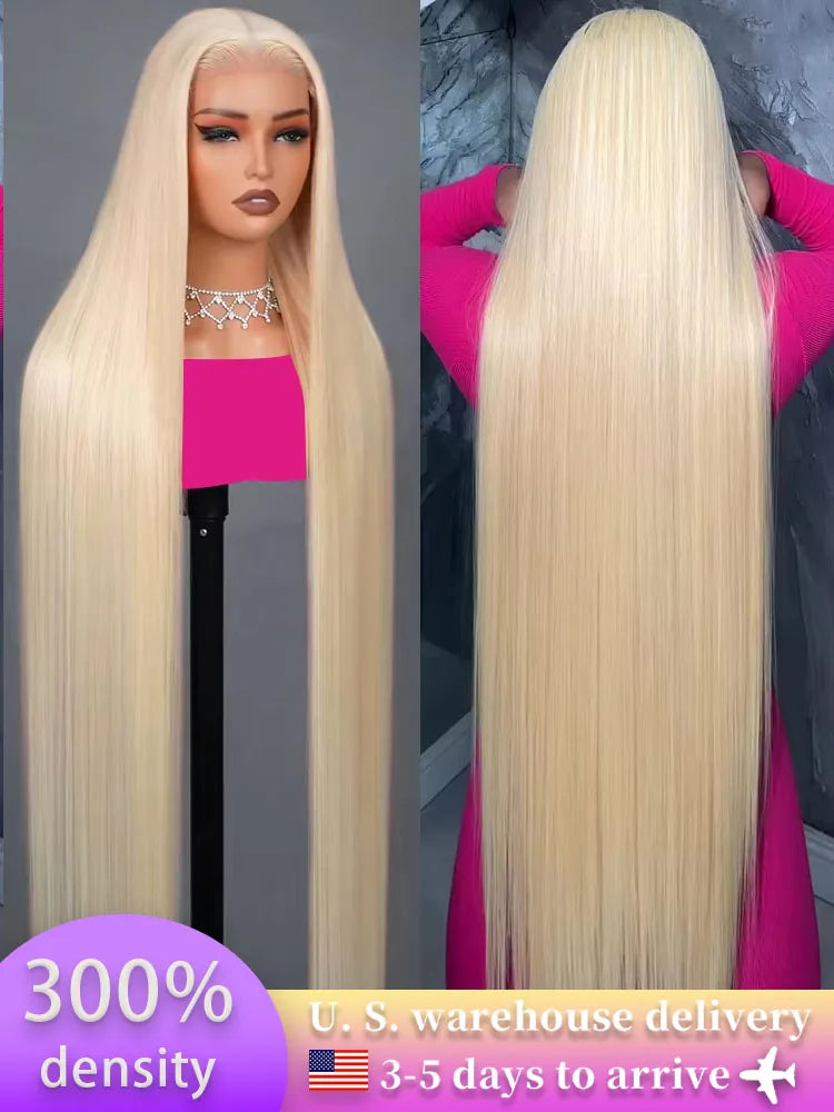 300 Density 36 40 Inch Straight 613 Blonde 13x6 Hd Lace Front Human Hair Wigs 13x4 Transparent Lace Frontal Brazilian Remy Wig
