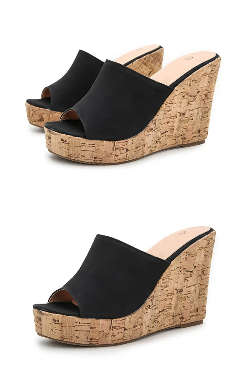 Comemore 2022 New Summer Woman Casual Platform Wedges Heels Slippers Fashion Open Toe Roman Women's Sandals Shoes Slides Mules