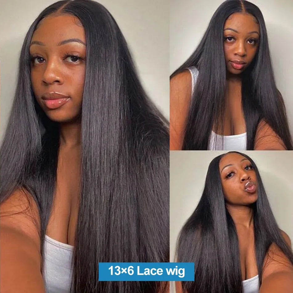 220 Density 13x6 straight Lace Front Human Hair Wigs Pre Plucked 40 Inch Loose 13x4 Hd Lace Frontal Wig Brazilian Hair For Women
