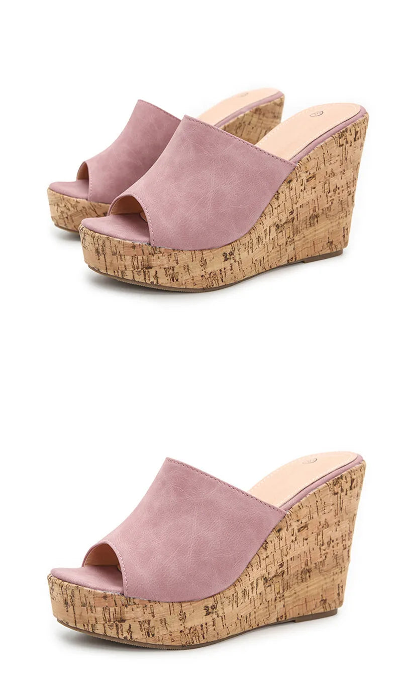 Comemore 2022 New Summer Woman Casual Platform Wedges Heels Slippers Fashion Open Toe Roman Women's Sandals Shoes Slides Mules
