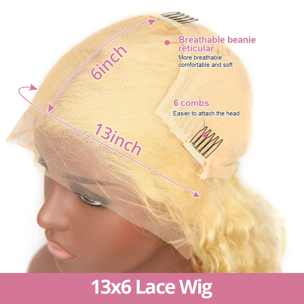 30 40 Inch 613 Honey Blonde Curly 13x6 HD Lace Frontal Human Hair Wigs Loose Deep Wave Brazilian Colored Wig For Women 200%